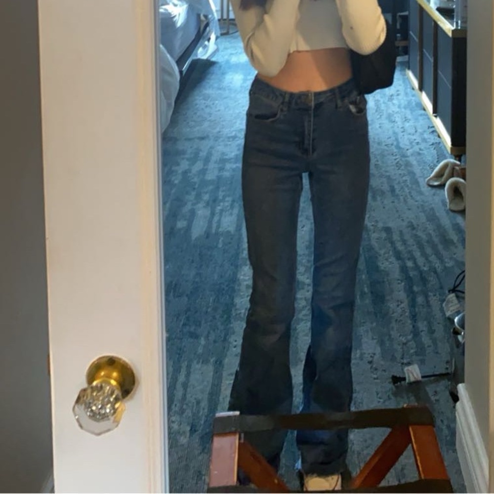 Low waisted flared Blue Jeans